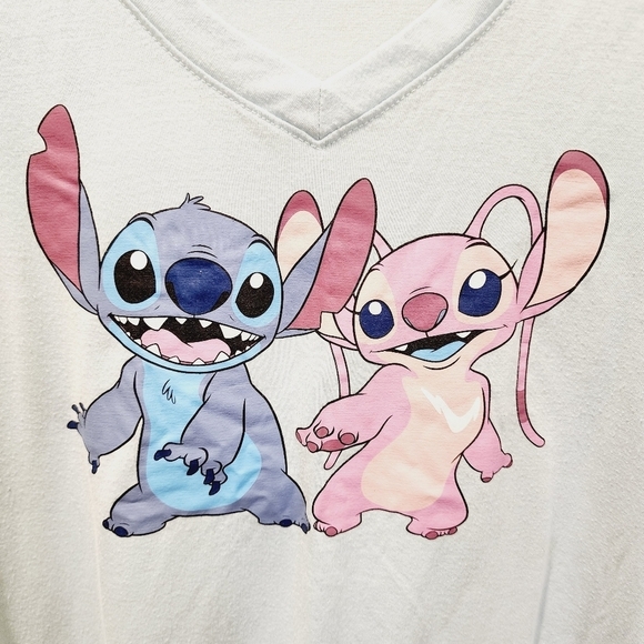 Disney Lilo and Stich blue V neck tshirt size M - Picture 3 of 8